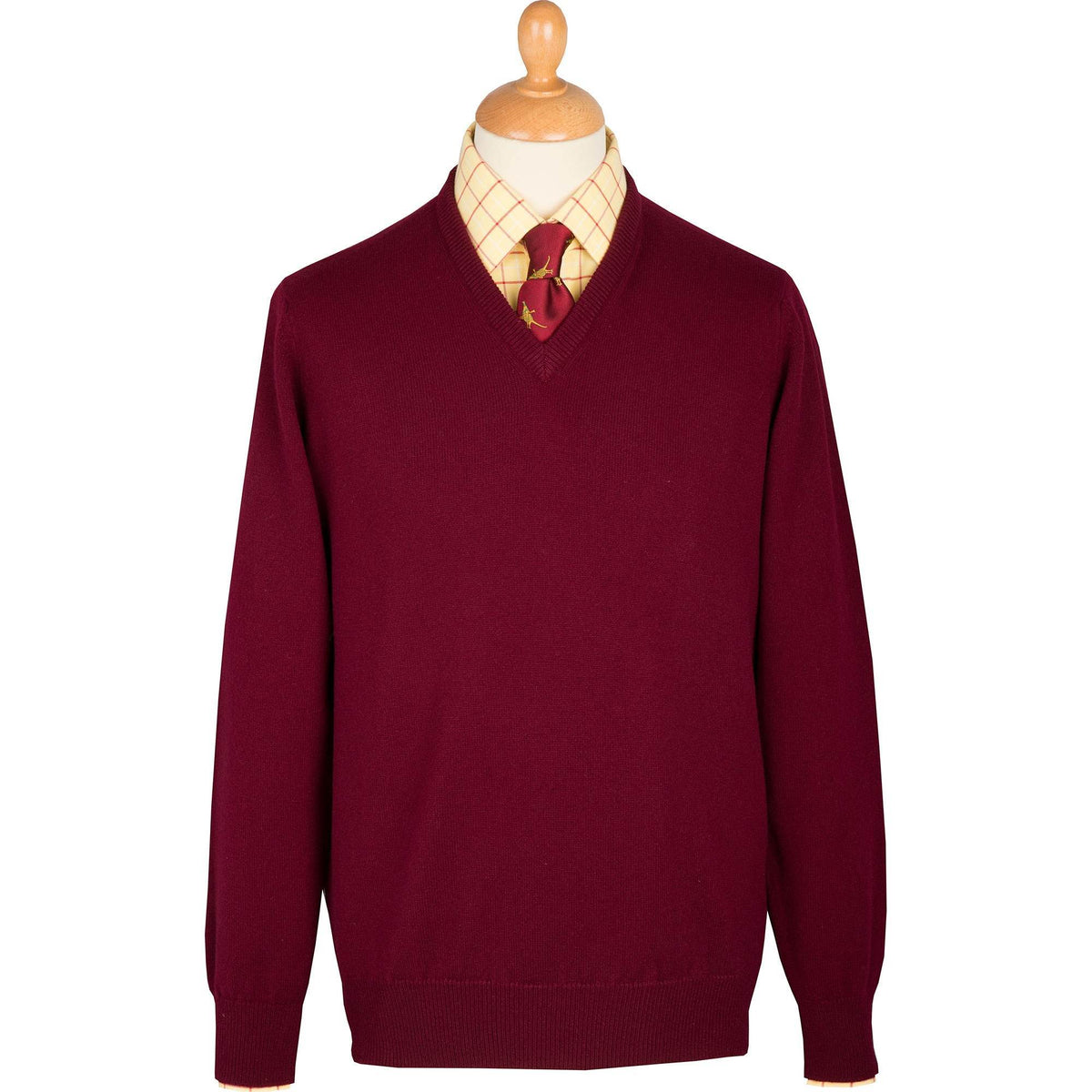 Bordeaux Men's Lambswool V-Neck Jumper