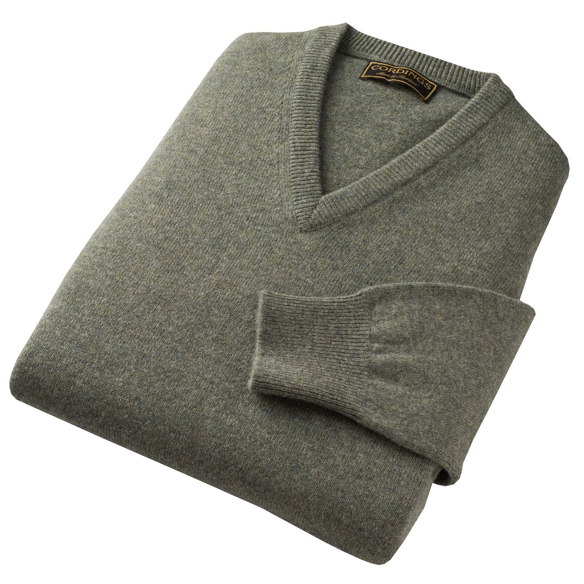 Moss Green Lambswool V-Neck Jumper