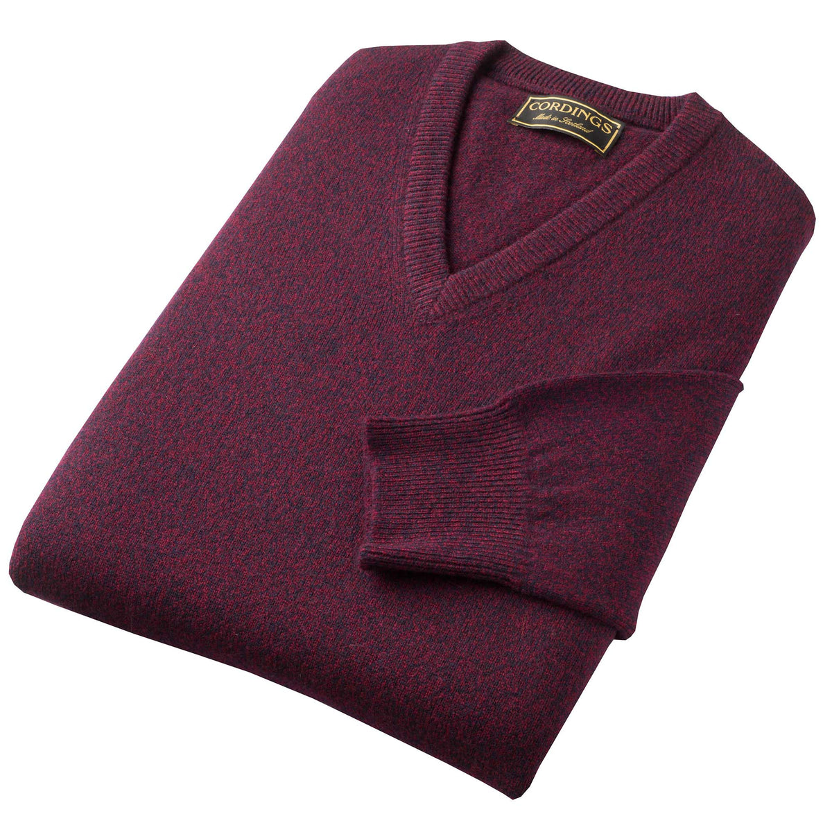 Red Marl Lambswool V-Neck Jumper