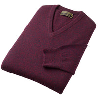Red Marl Lambswool V-Neck Jumper
