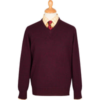 Red Marl Lambswool V-Neck Jumper