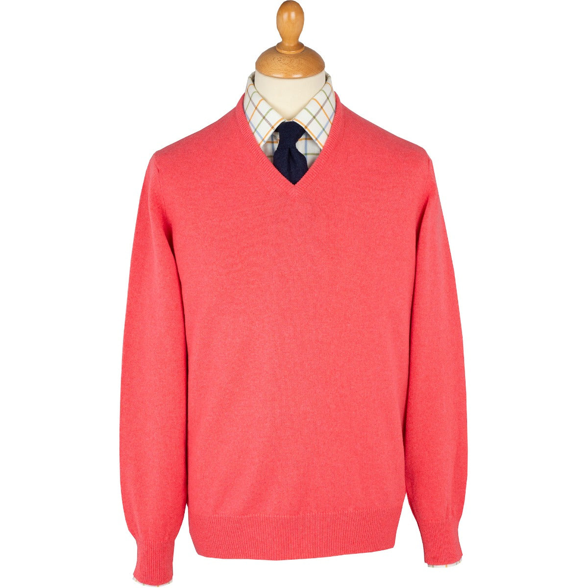 Bright Rose Lambswool V-Neck Jumper