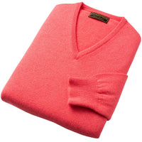 Bright Rose Lambswool V-Neck Jumper