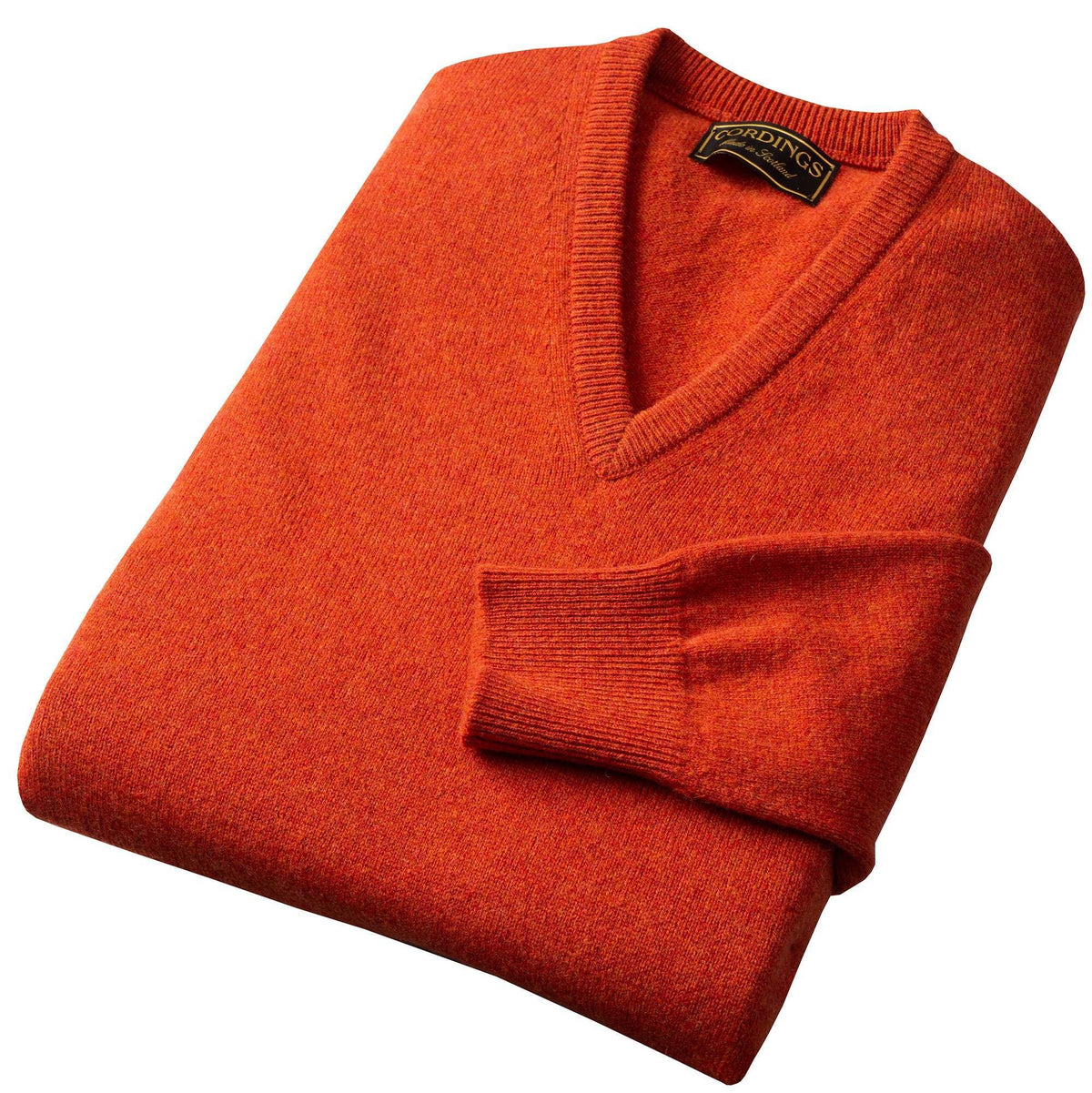 Rust Lambswool V-Neck Jumper