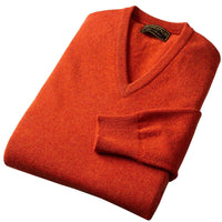 Rust Lambswool V-Neck Jumper
