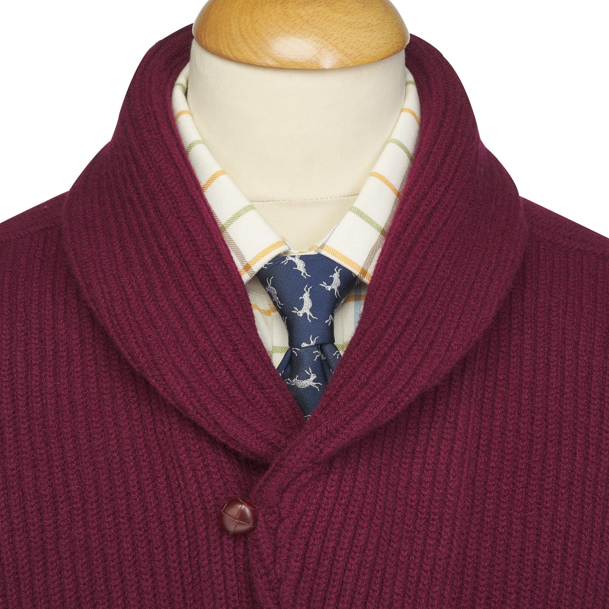 Burgundy 4 Ply Lambswool Cardigan