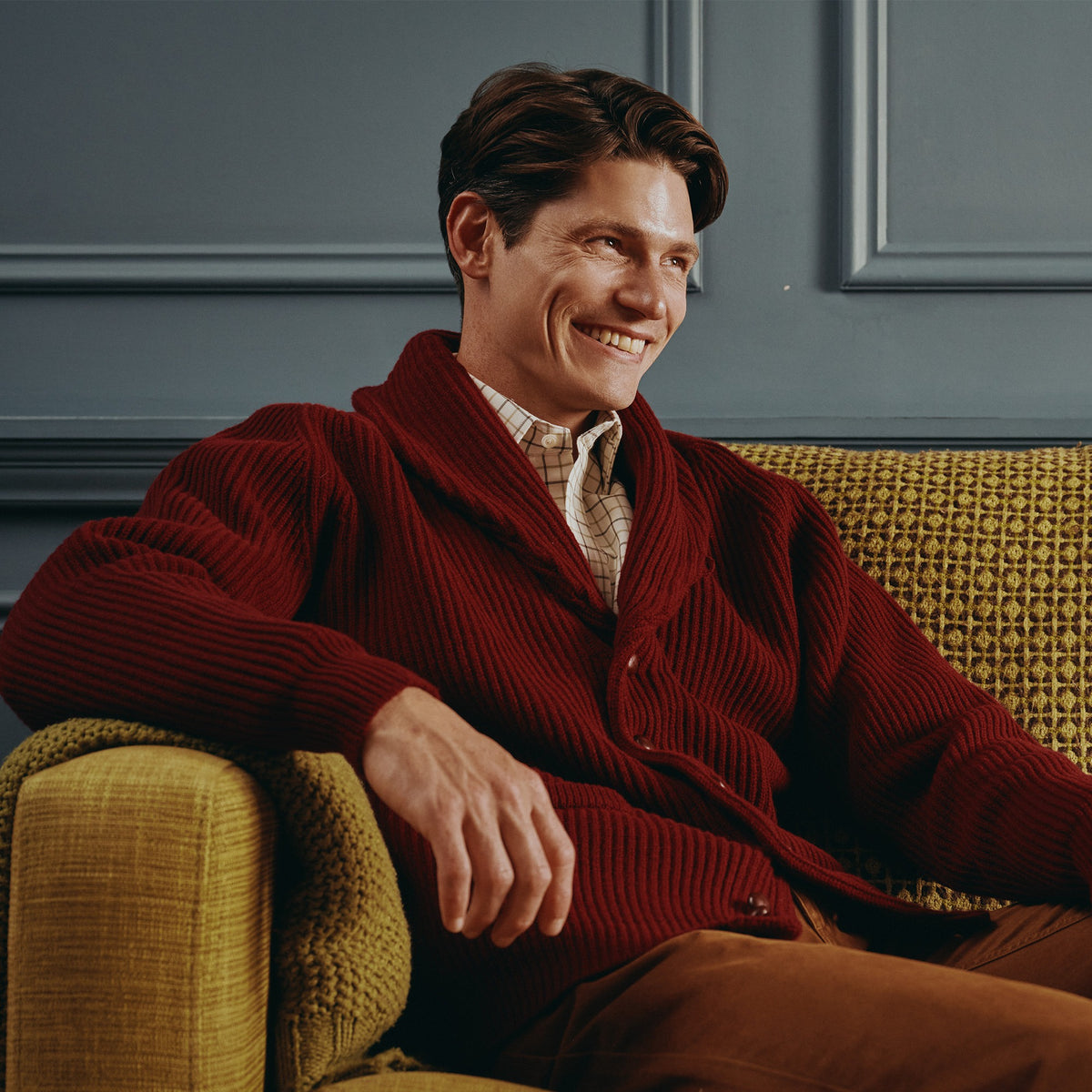 Burgundy 4 Ply Lambswool Cardigan
