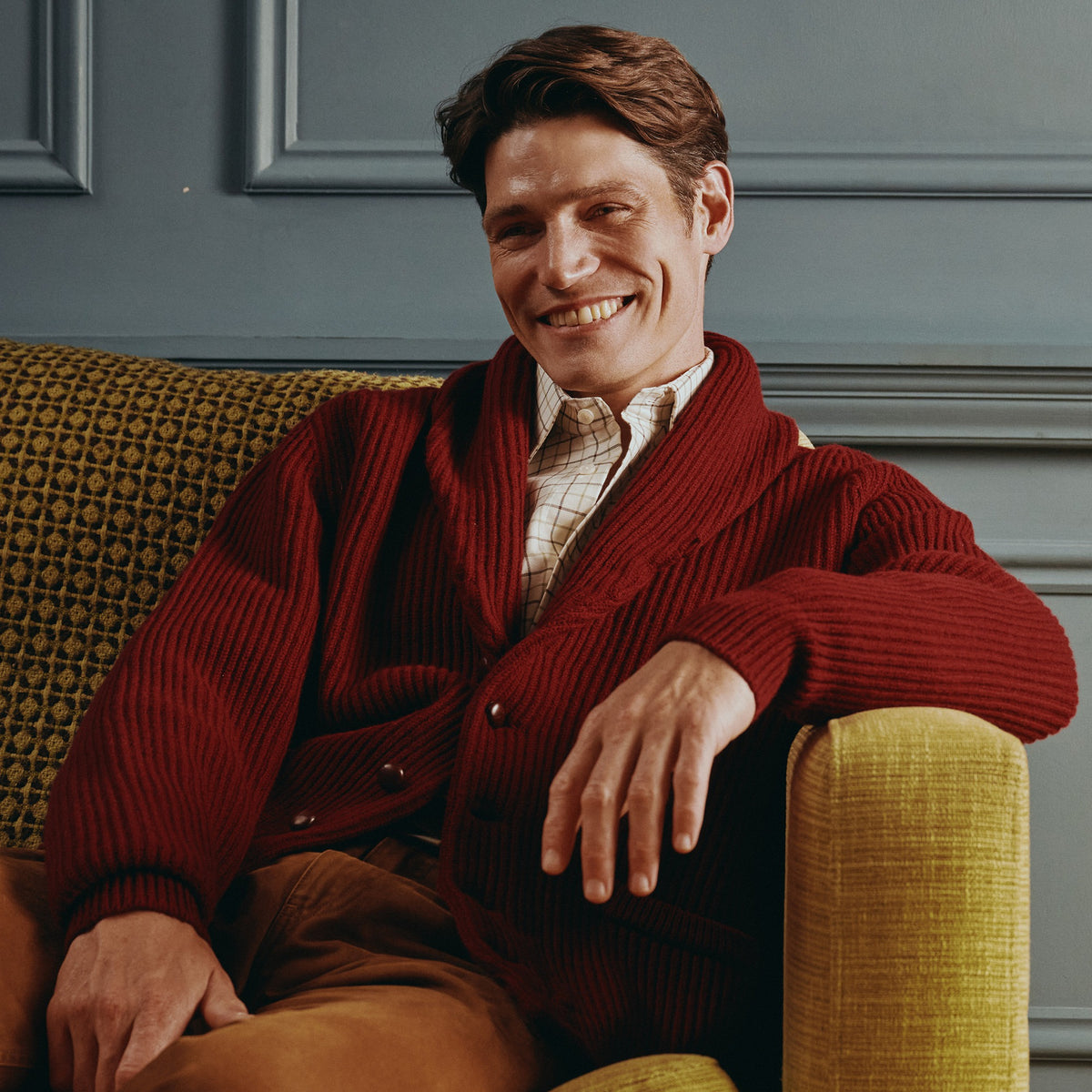 Burgundy 4 Ply Lambswool Cardigan