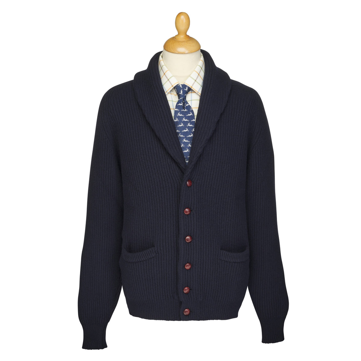 Navy 4 Ply  Lambswool Cardigan