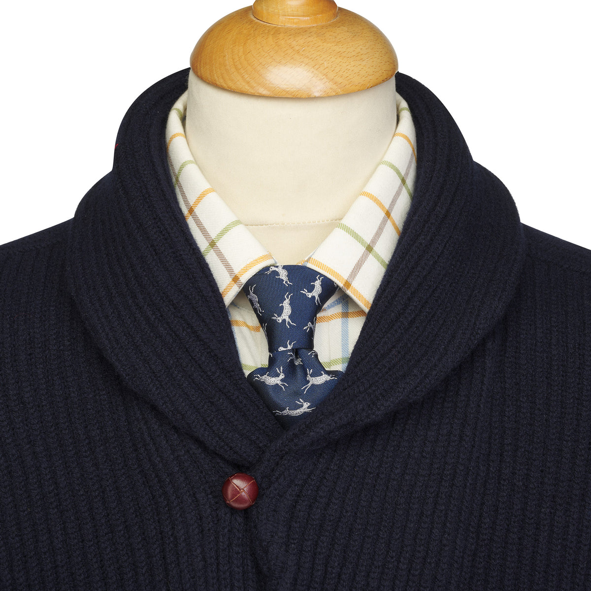 Navy 4 Ply  Lambswool Cardigan