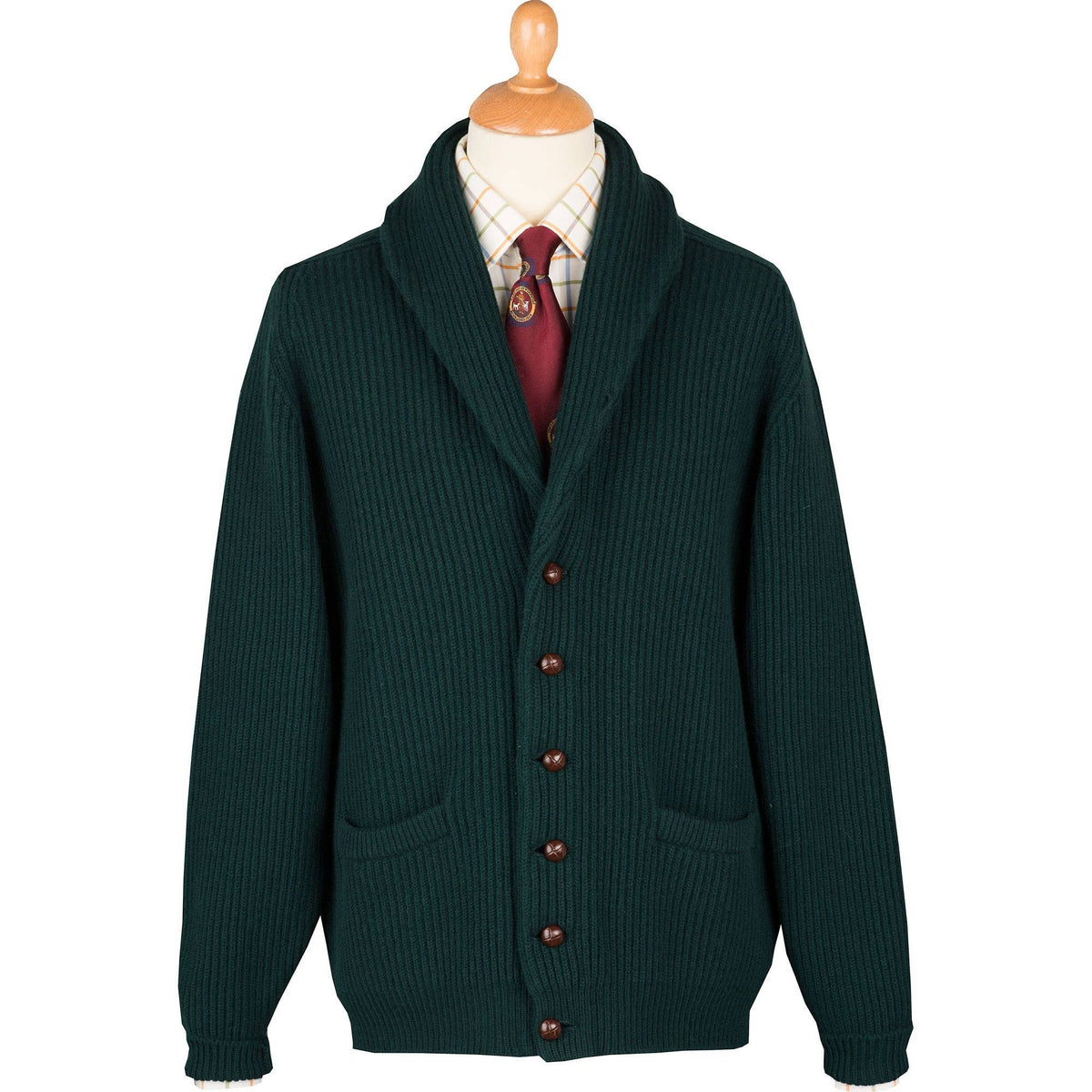 Tartan Green 4 Ply Lambswool Cardigan