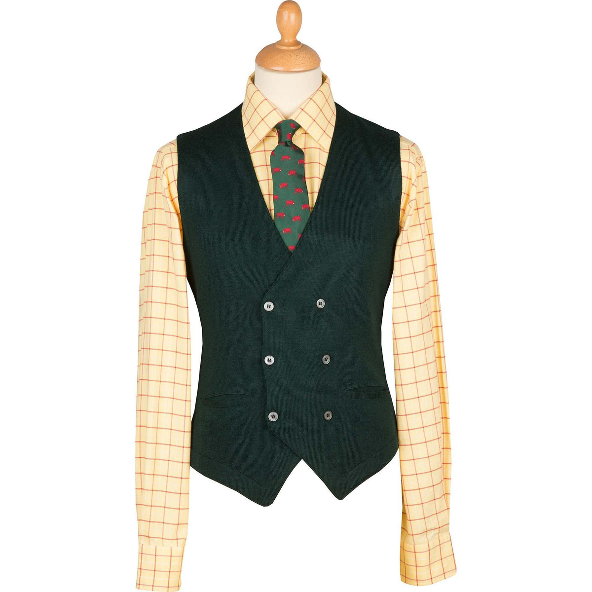 Bottle Green Double Breasted Merino Waistcoat