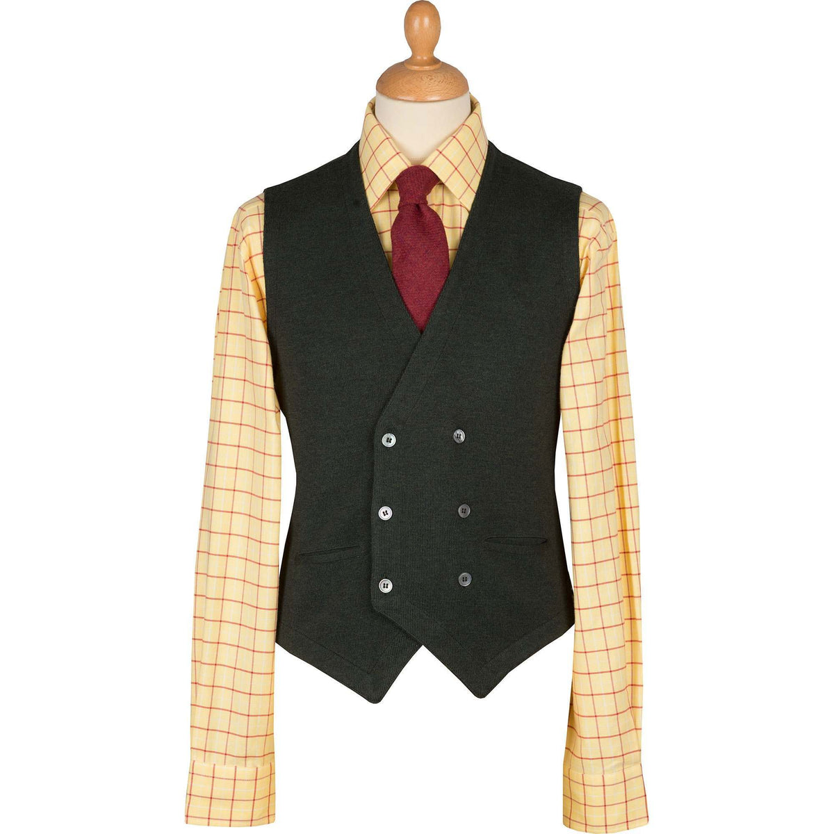 Olive Double Breasted Merino Waistcoat