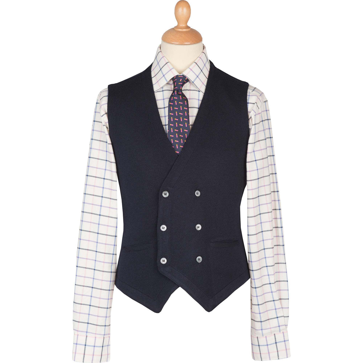 Navy Double Breasted Merino Waistcoat