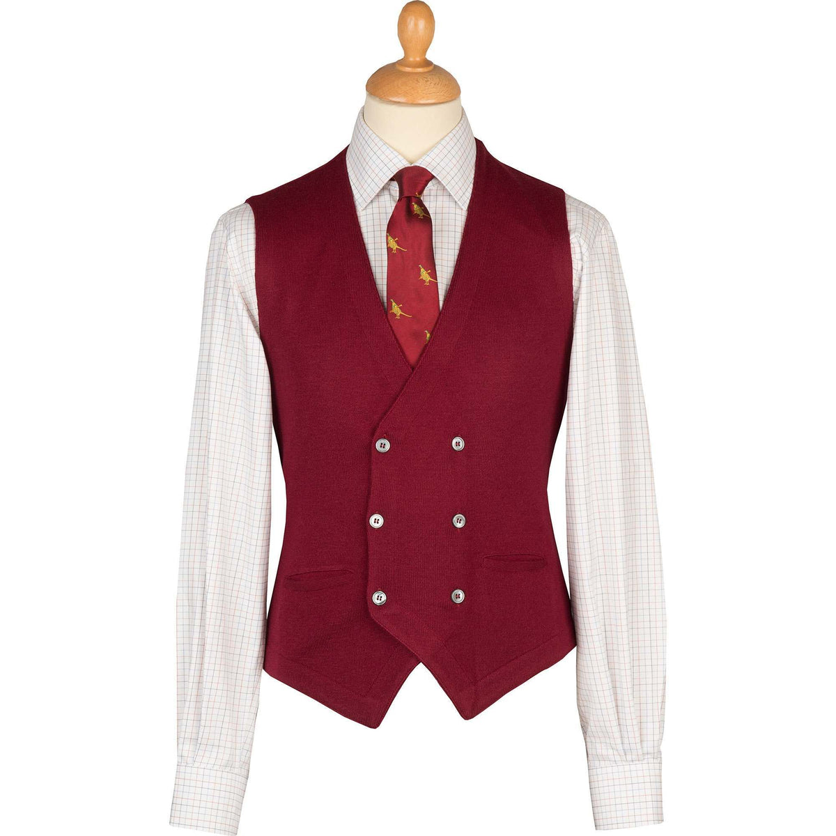 Wine Double Breasted Merino Waistcoat