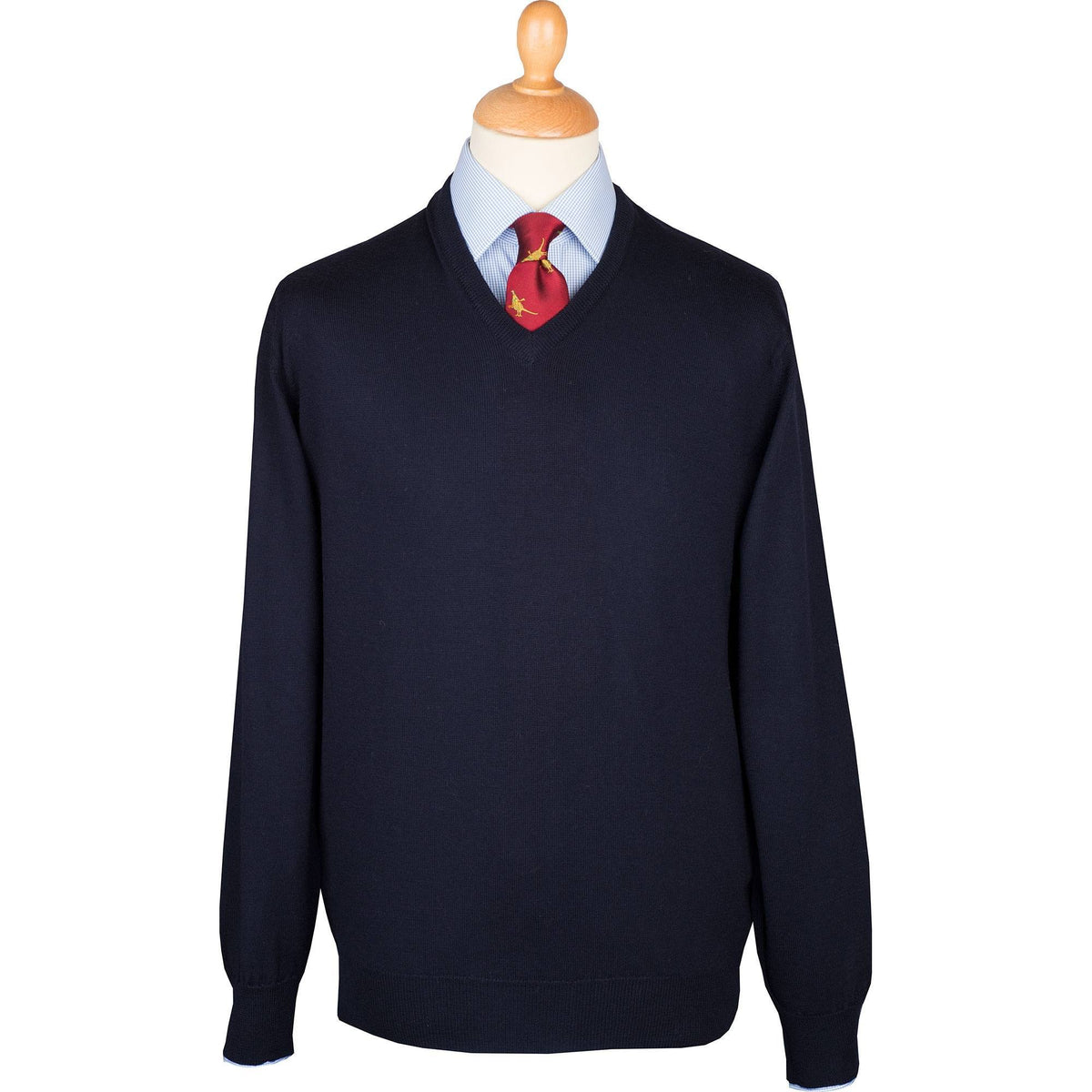 Navy Extrafine Merino V-Neck Jumper