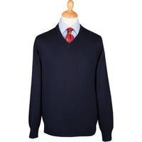 Navy Extrafine Merino V-Neck Jumper