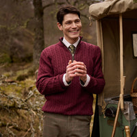 Schöffel Burgundy Calton Cable ¼ Zip Jumper