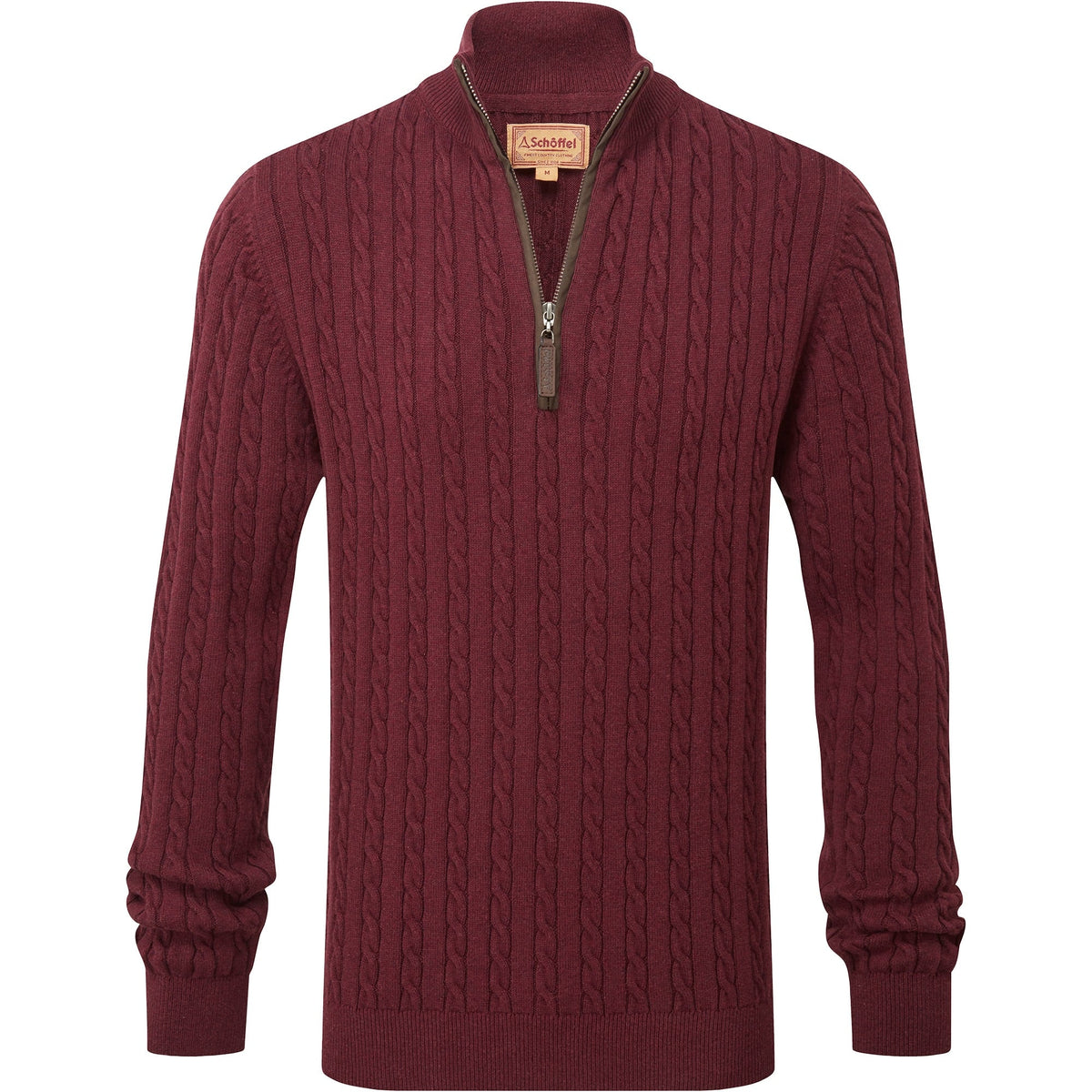 Schöffel Burgundy Calton Cable ¼ Zip Jumper