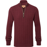 Schöffel Burgundy Calton Cable ¼ Zip Jumper