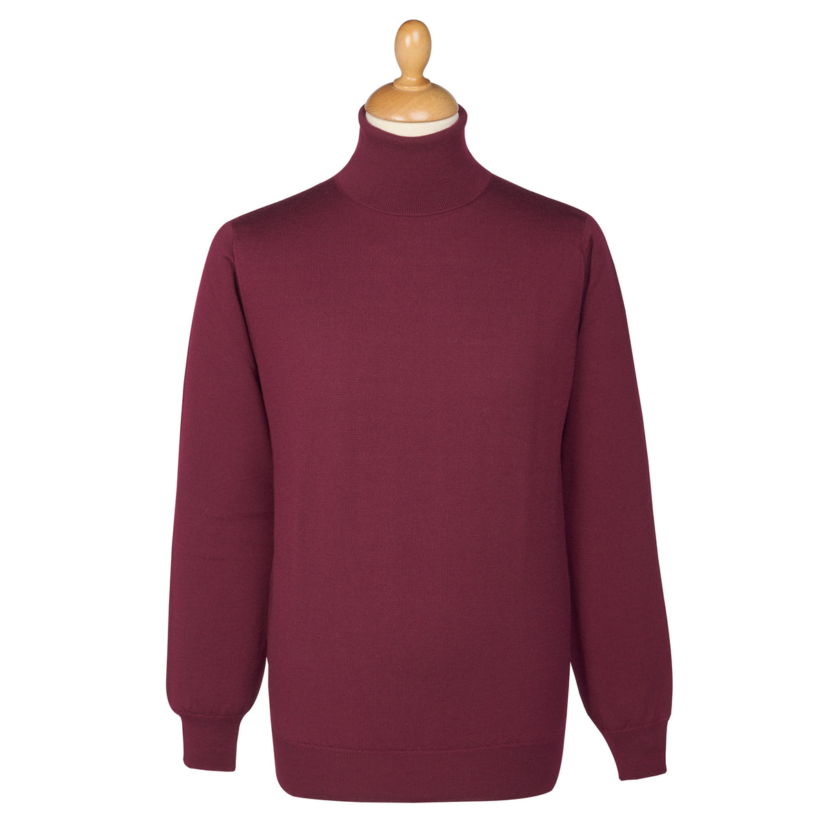 Wine Extrafine Merino Roll Neck Jumper