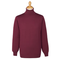 Wine Extrafine Merino Roll Neck Jumper