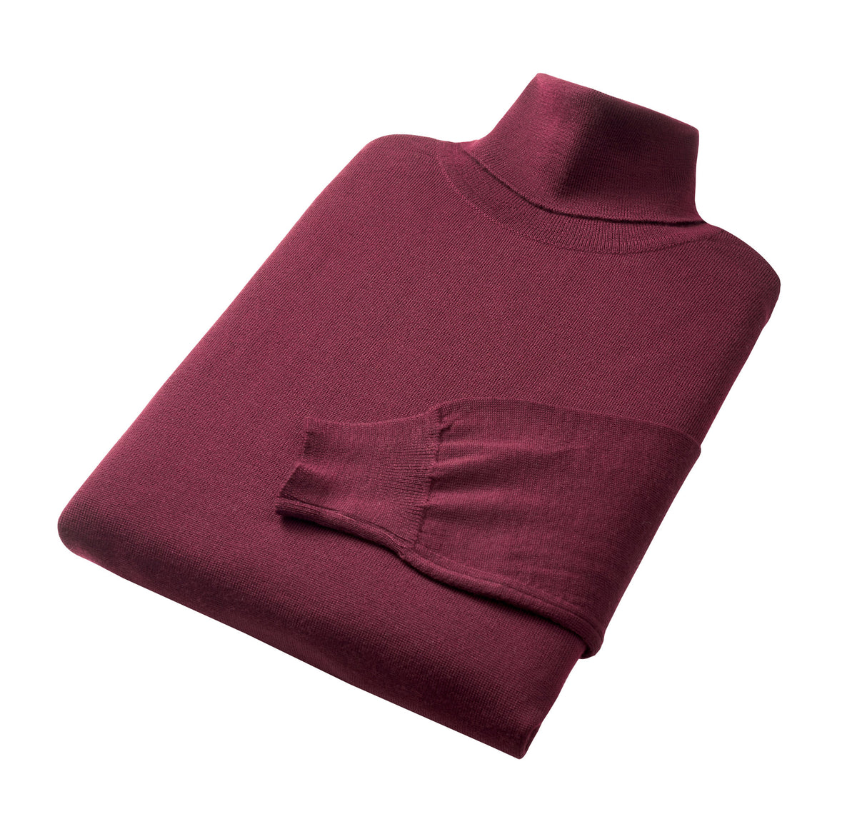 Wine Extrafine Merino Roll Neck Jumper