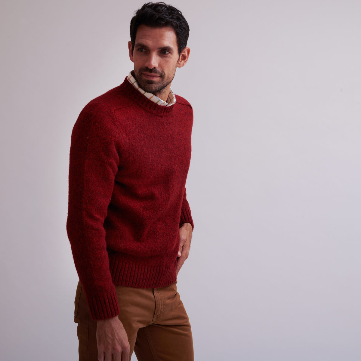 Red Marl Brushed Shetland Crewneck