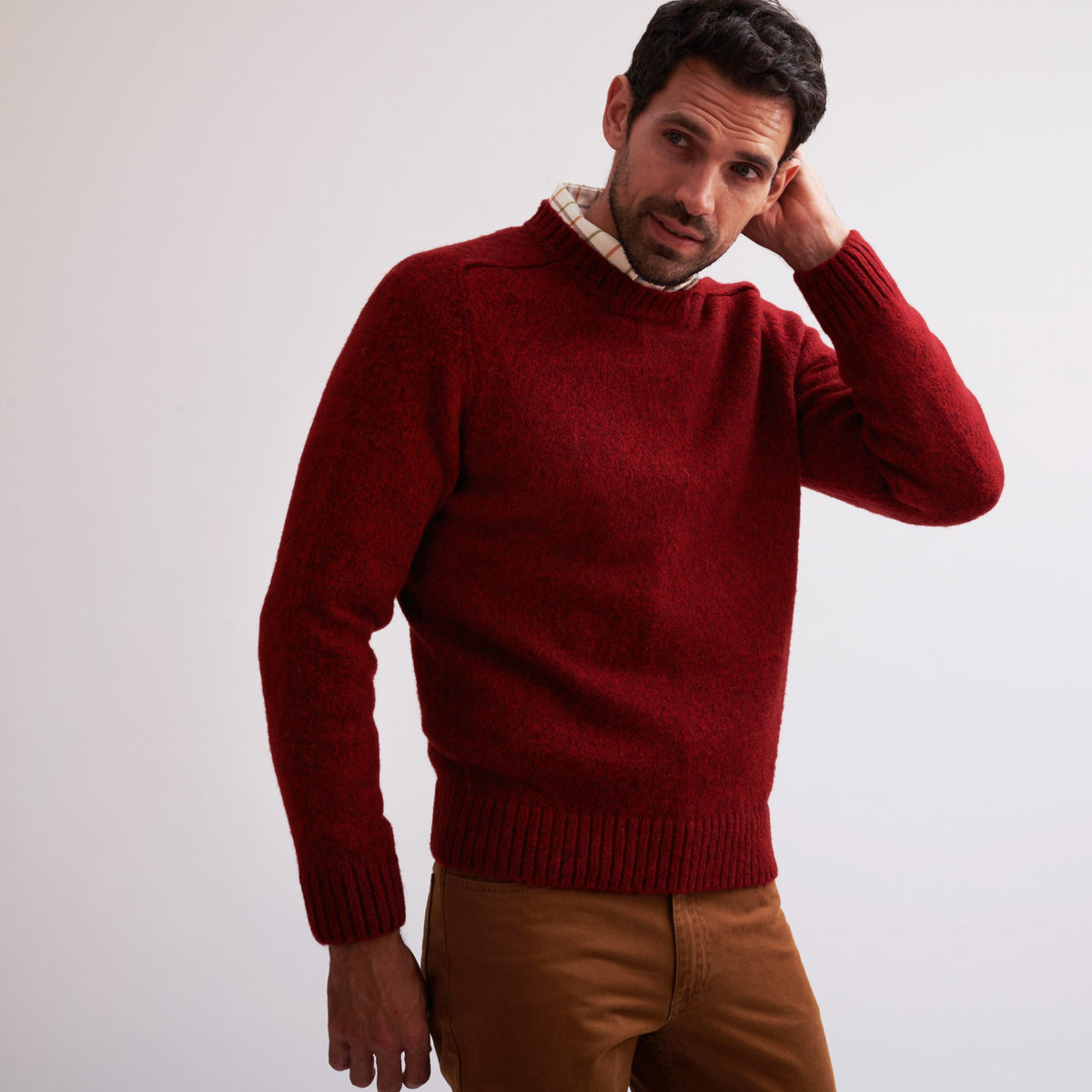 Red Marl Brushed Shetland Crewneck