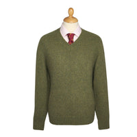 Green Marl Brushed Shetland V-Neck