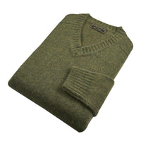 Green Marl Brushed Shetland V-Neck