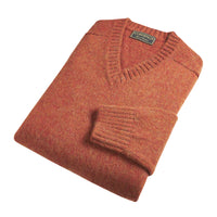 Rust Brushed Shetland V-Neck