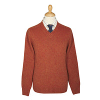 Rust Brushed Shetland V-Neck