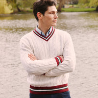 Cream Cable Wool and Cashmere Cricket Jumper