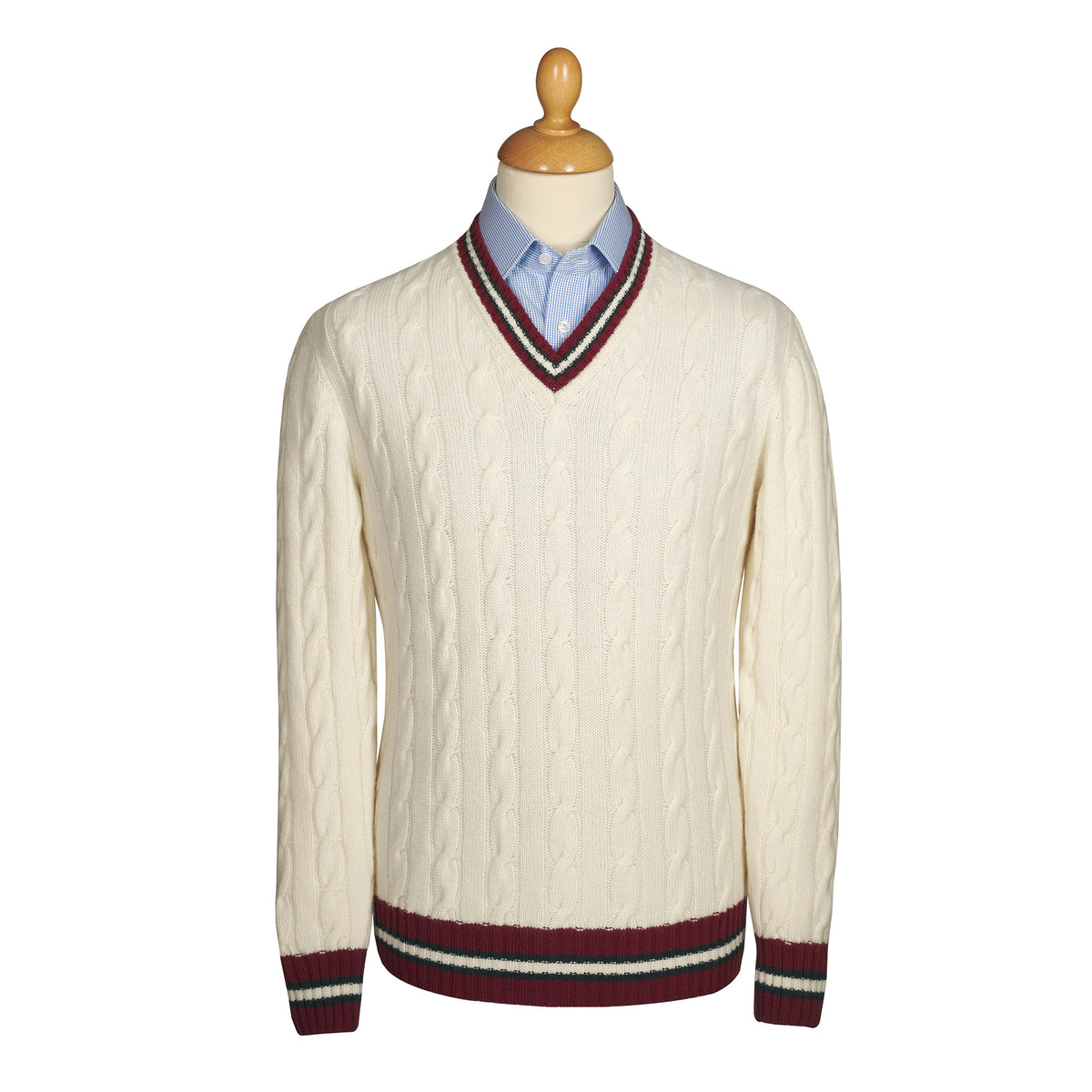 Cream Cable Wool and Cashmere Cricket Jumper