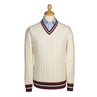 Cream Cable Wool and Cashmere Cricket Jumper