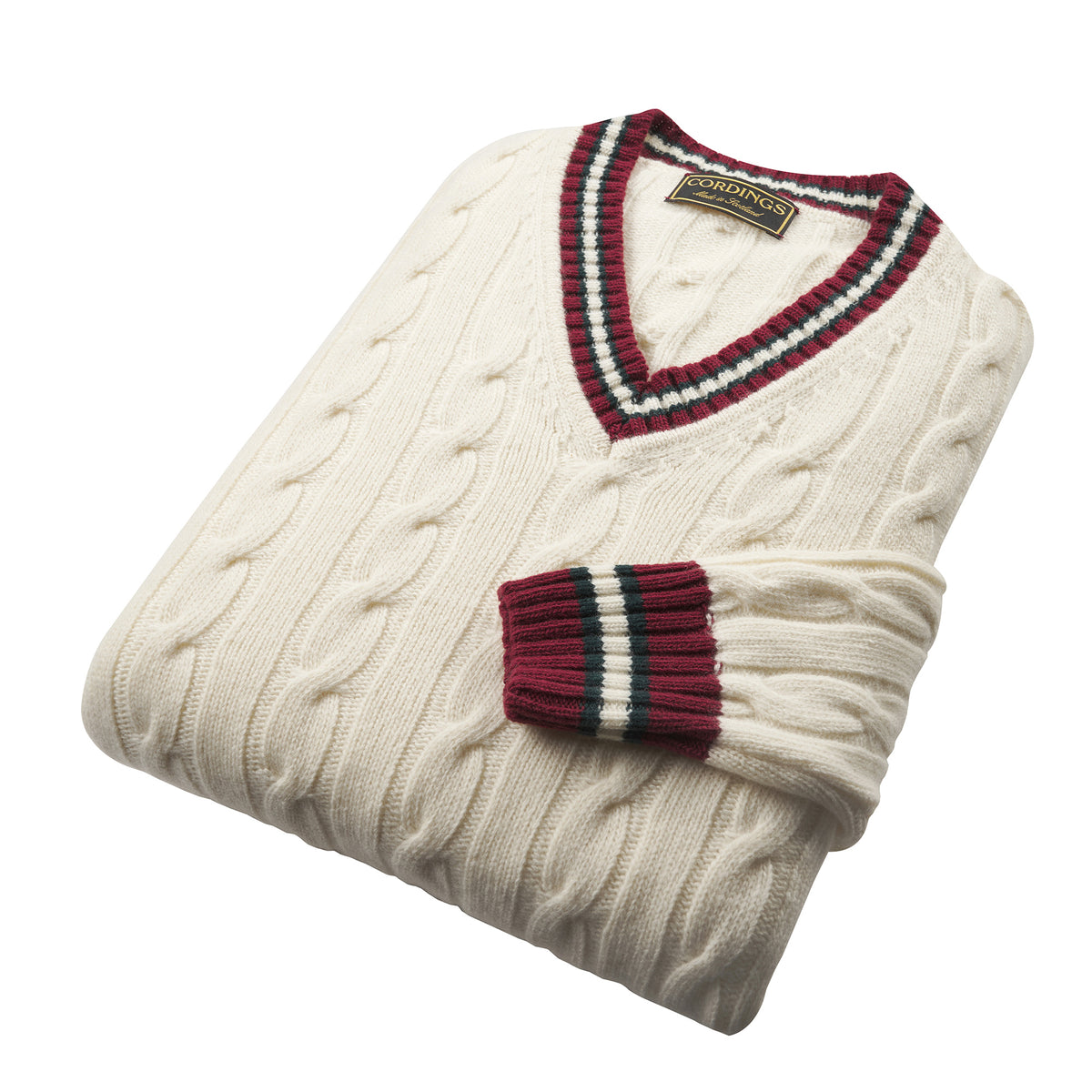 Cream Cable Wool and Cashmere Cricket Jumper