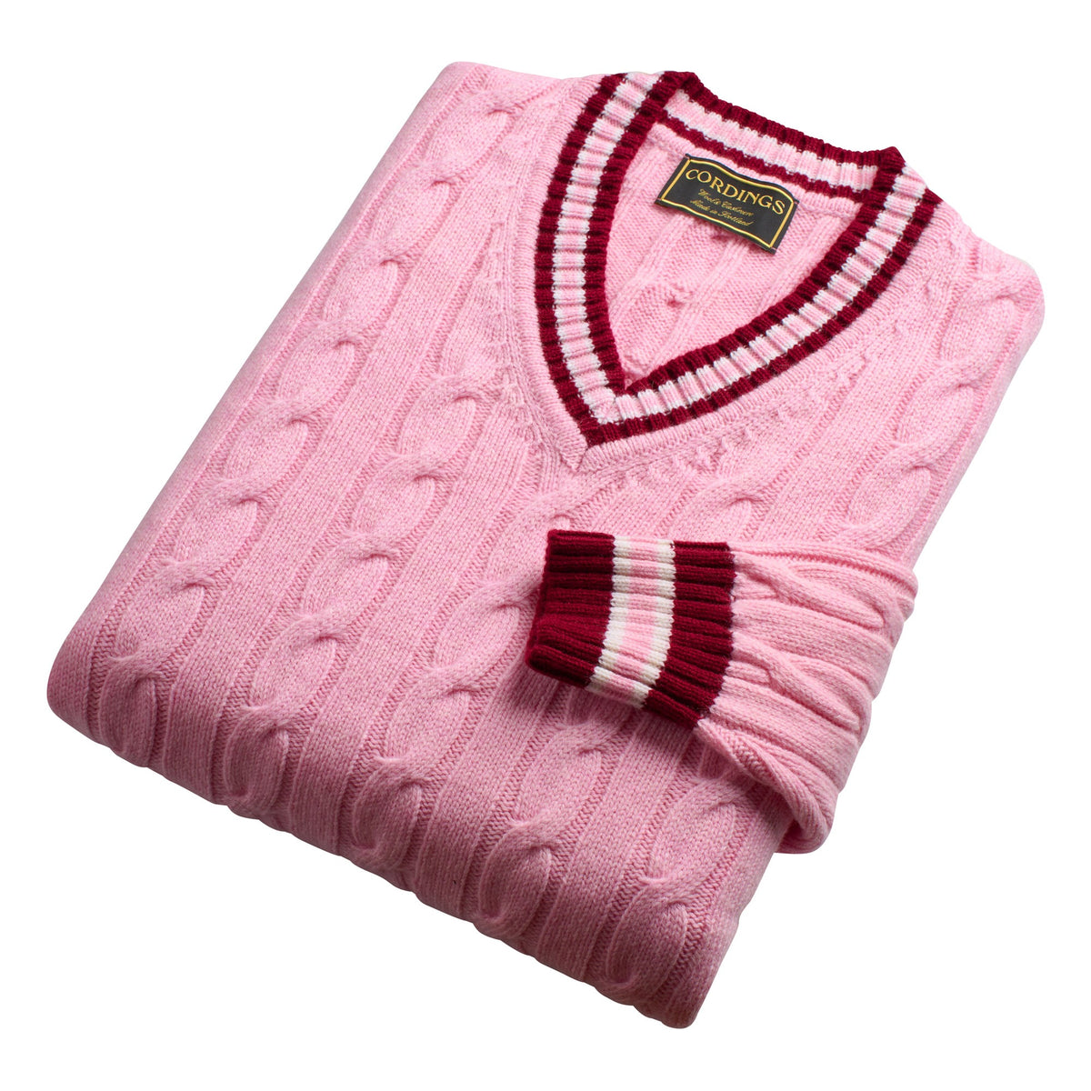 Rose Pink Cable Wool and Cashmere Cricket Jumper
