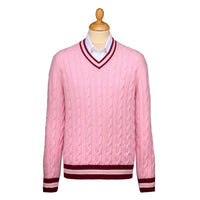 Rose Pink Cable Wool and Cashmere Cricket Jumper