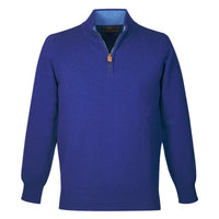 Blue 1/4 Zip Lambswool Jumper