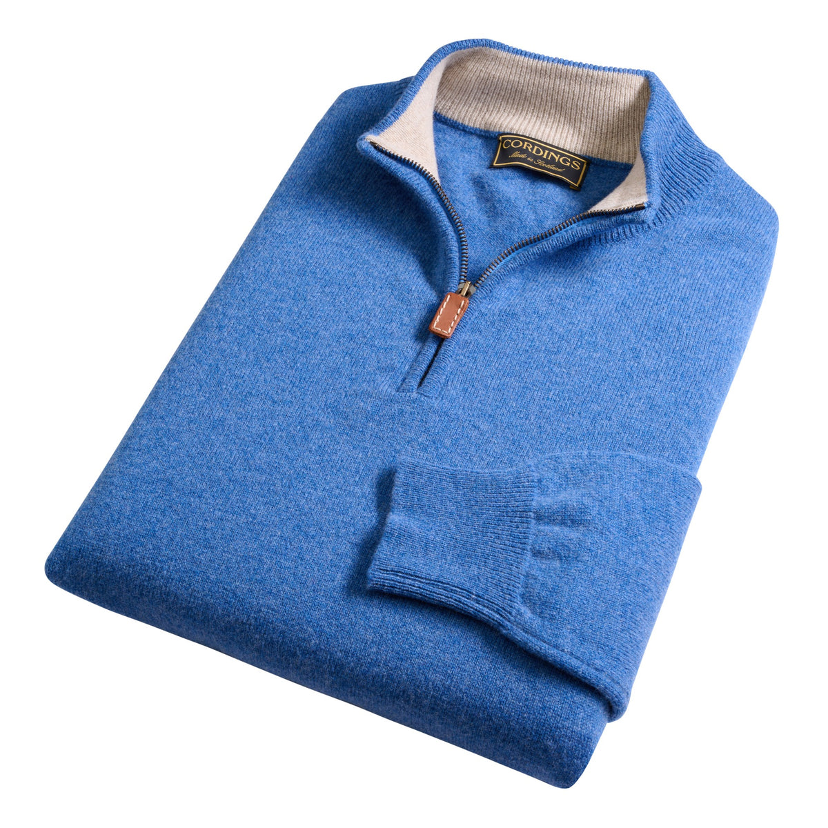 Blue Marl 1/4 Zip Lambswool Jumper