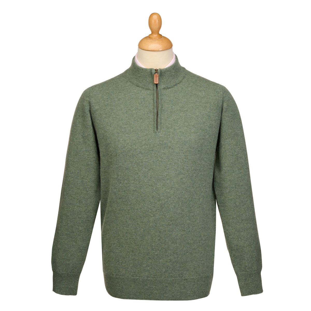 Moss Green 1/4 Zip Lambswool Jumper