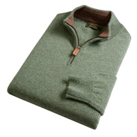 Moss Green 1/4 Zip Lambswool Jumper