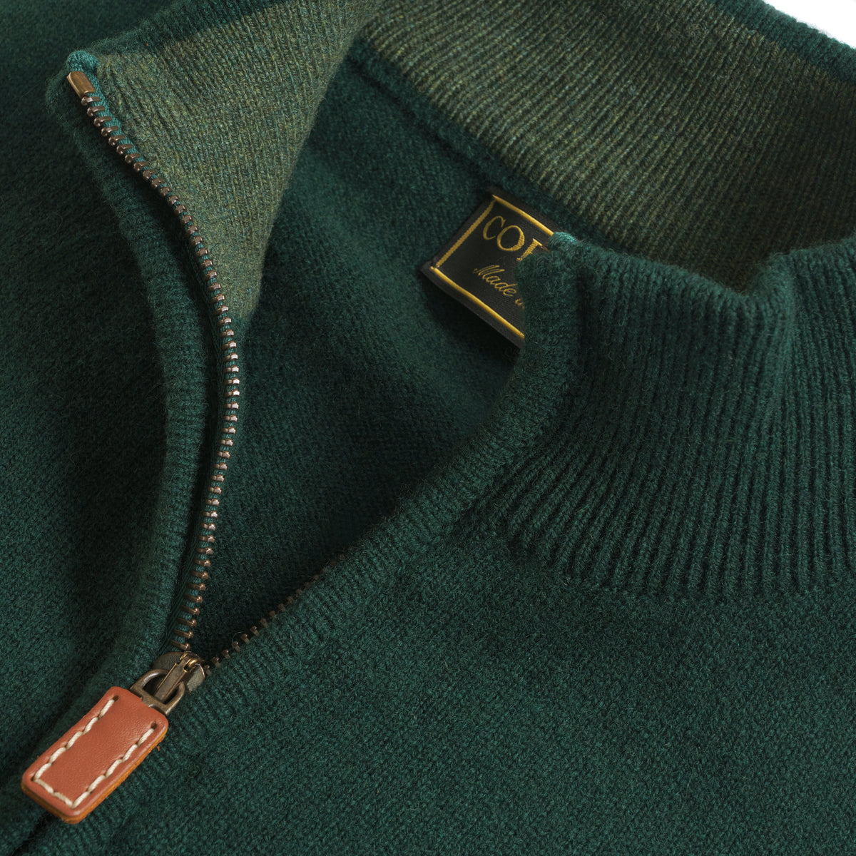 Green 1/4 Zip Lambswool Jumper