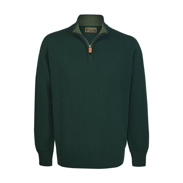Green 1/4 Zip Lambswool Jumper