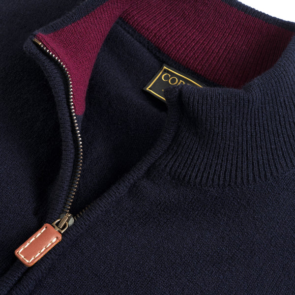 Navy 1/4 Zip Lambswool Jumper