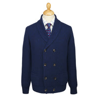 Denim Double Breasted Rib Cardigan