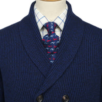 Denim Double Breasted Rib Cardigan