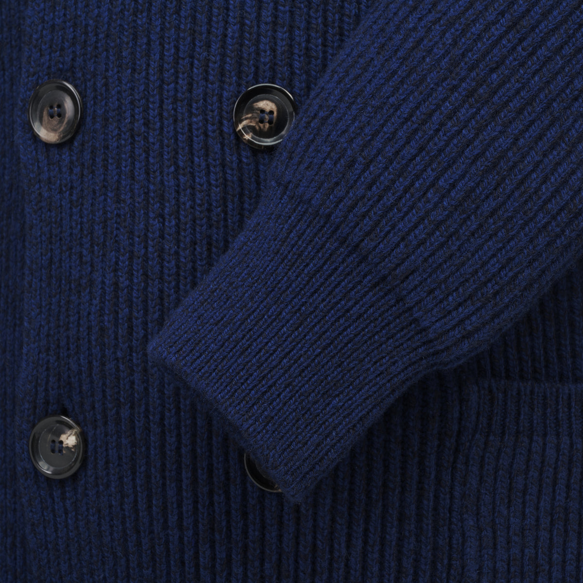 Denim Double Breasted Rib Cardigan