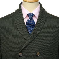 Loden Green Double Breasted Rib Cardigan